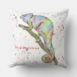 Almofada Camaleão engraçado de aquarela