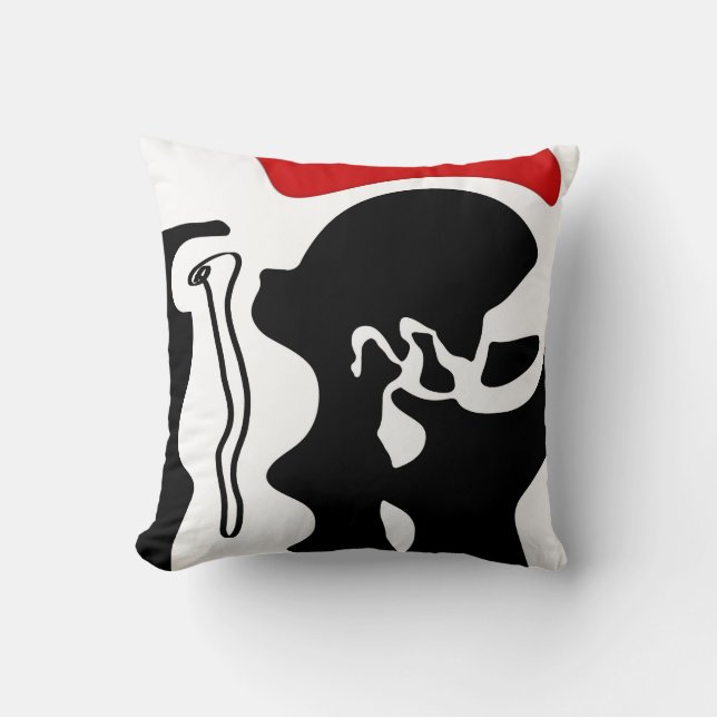 Almofada Câmara de Deslocamento: Abstrato preto, branco e v (Frente)