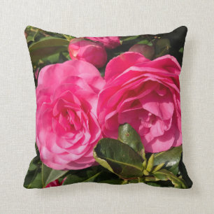 Almofada Camélia cor-de-rosa escura