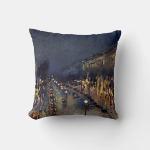 Almofada Camille Pissarro Boulevard Montmartre à noite