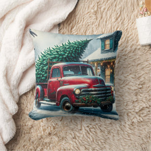 Almofada Caminhão de Vintage com Árvore de Natal Personaliz