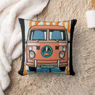Almofada Caminhão Hippie Tão Retro Cores Vintage Arte