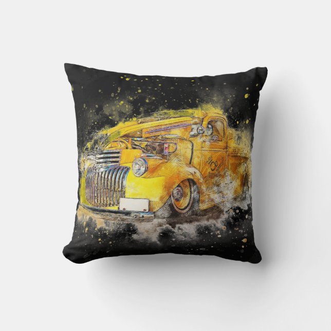 Almofada Caminhão Preto e Amarelo (Frente)