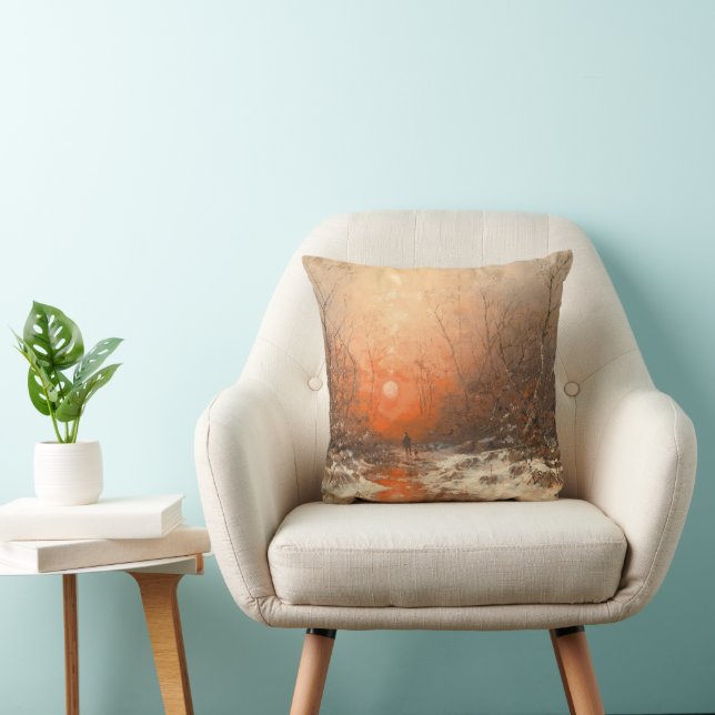 Almofada Caminho da Floresta com Caçador no Sunset (Cadeira)