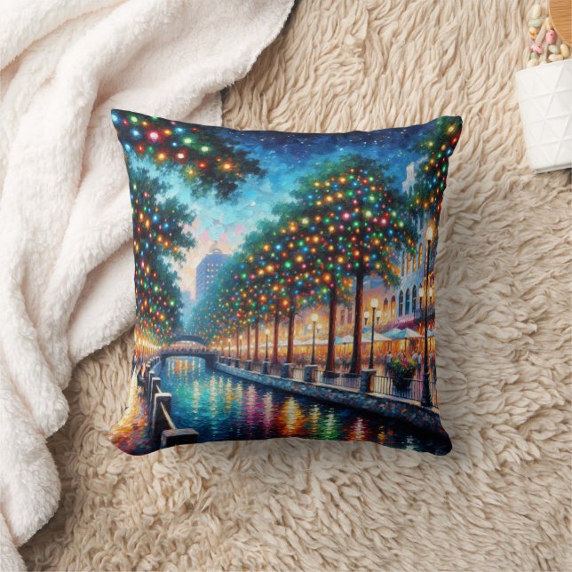 Almofada "Caminho de Ribeira Luminoso: Noites de Natal" (Cobertor)