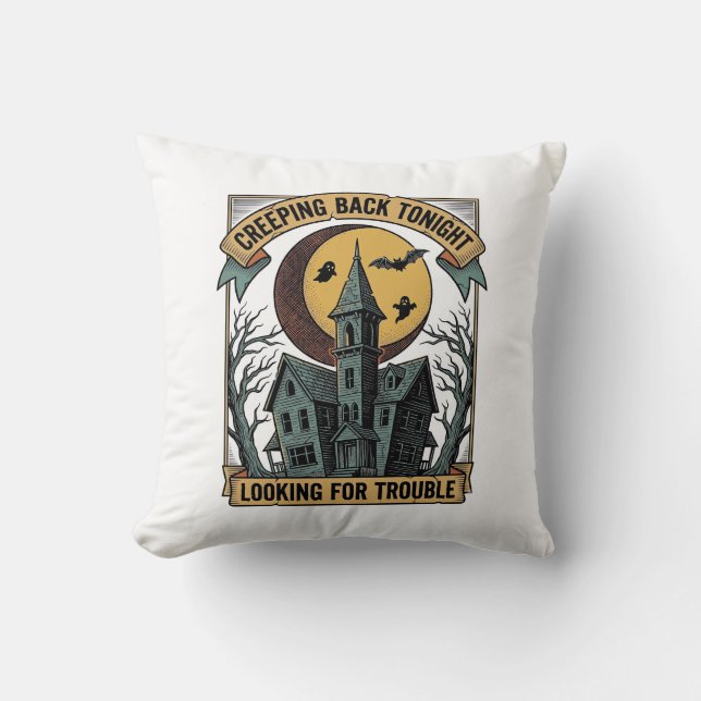 Almofada Camisa Casa Assombrada com Mansão Assustadora Grav (Frente)