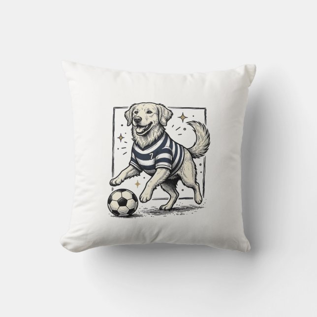 Almofada Camisa com Gravação de Cachorro de Futebol Antigo  (Frente)