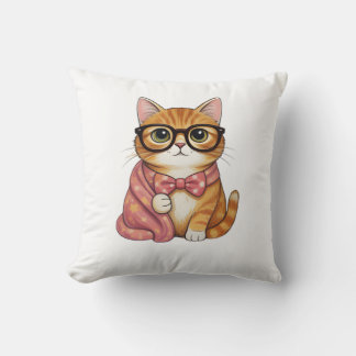 Almofada Camisa com Gravata Borboleta de Gato Laranja Nerd