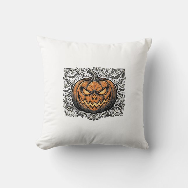Almofada Camisa de Abóbora de Halloween com Desenho de Grav (Frente)