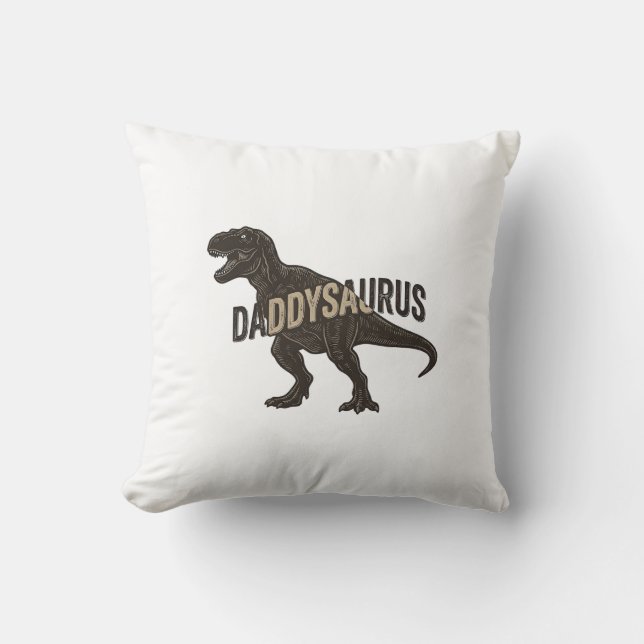 Almofada Camisa de desenho de gravura vintage de dinossauro (Frente)