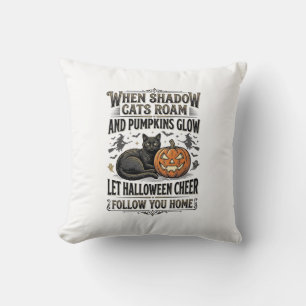 Almofada Camisa de Gato Preto de Halloween com Gravação de