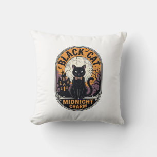 Almofada Camisa de Halloween de Gato Preto Vintage Charme d