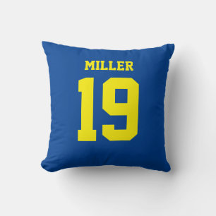Almofada Camisa Esportiva Amarela e Azul de Dois Lados