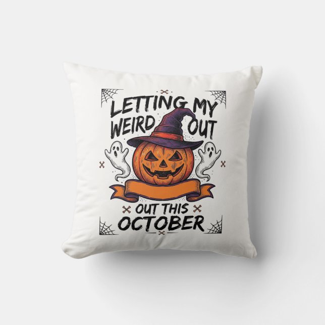 Almofada Camisa Estranha de Halloween Com Fantasmas de Abób (Frente)