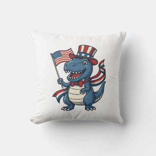 Almofada Camisa Patriótica de Dinossauro Vintage Vector Des