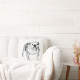 Almofada Camisa-T-Bulldog Inglês desenhada à mão