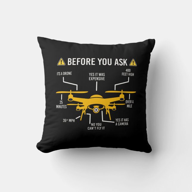 Almofada camisas de piloto de drone engraçadas antes de per (Frente)