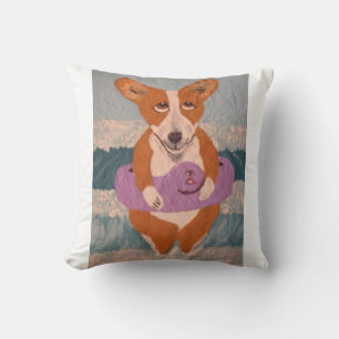 Almofada Camiseta Corgi na Praia