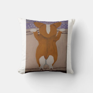 Almofada Camiseta Corgi olhando pela janela