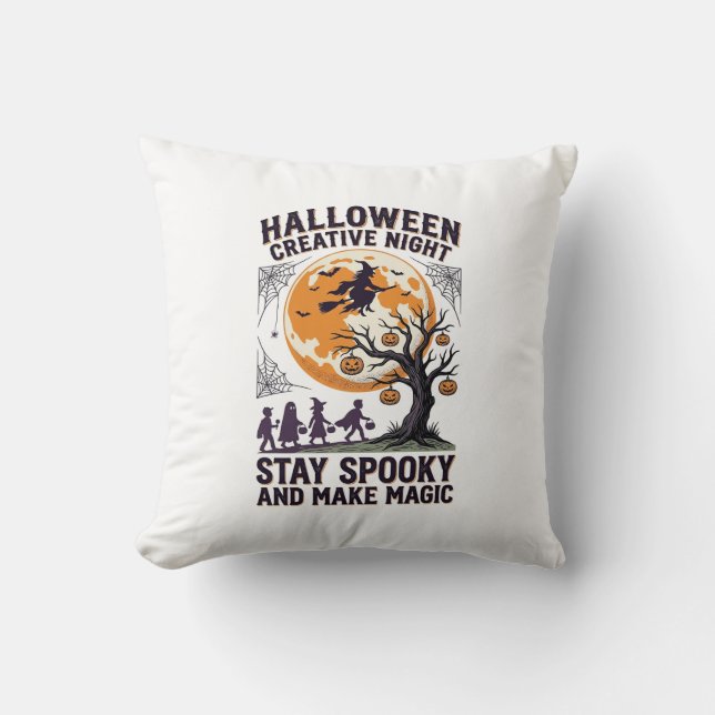 Almofada Camiseta Criativa de Halloween Arte de Lua Assusta (Frente)