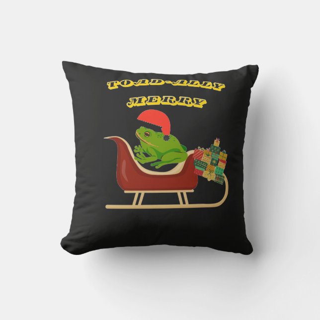 Almofada Camiseta de Natal do Sapo Totalmente Alegre (Frente)