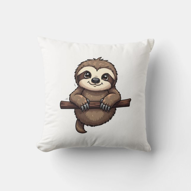 Almofada Camiseta de Preguiça Gravada Arte de Animal Vintag (Frente)