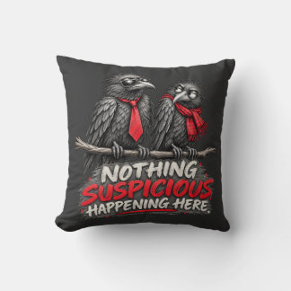 Almofada Camiseta Engraçada de Dois Corvos Nada para Ver Aq