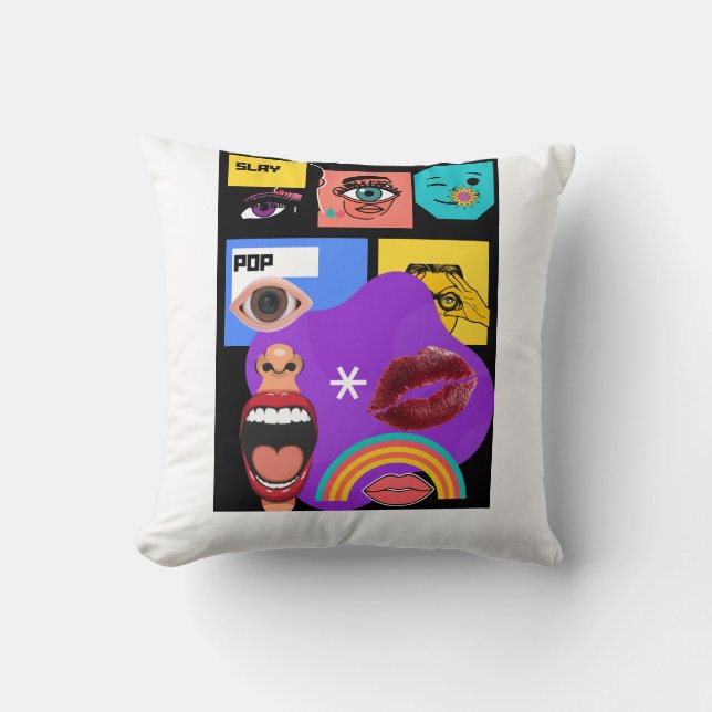 Almofada Camiseta Explosão Ousada de Arte Pop | Estilo de Q (Frente)