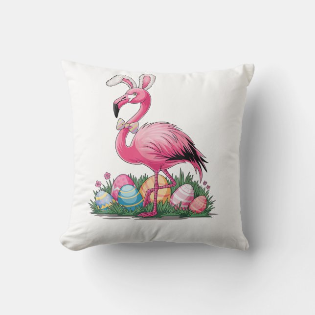Almofada Camiseta Flamingo de Páscoa (Frente)