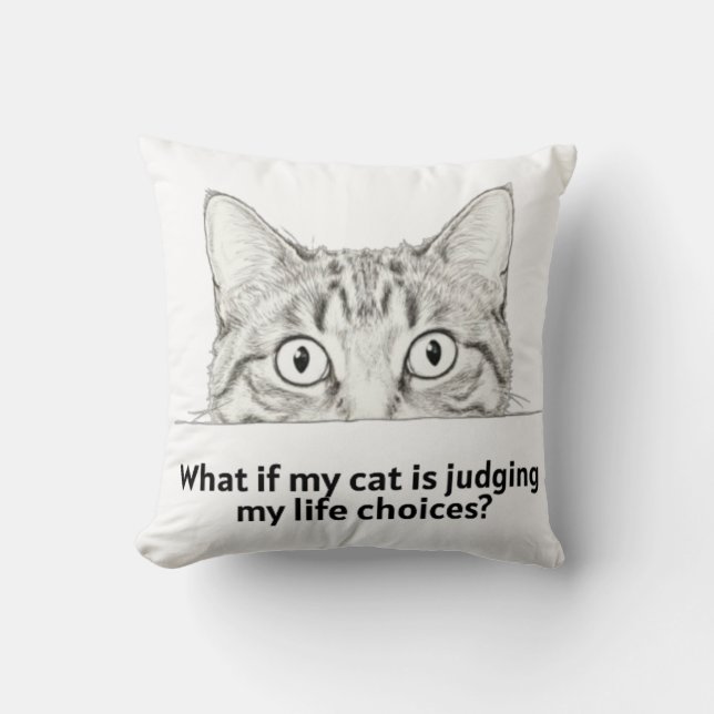 Almofada Camiseta Gato Sarcástico Julgando | Presente para  (Frente)