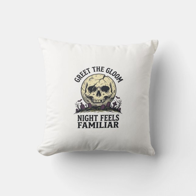 Almofada Camiseta Gráfica Lua Assustadora Crânio Halloween_ (Frente)