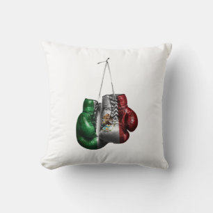 Almofada Camiseta Luvas de Boxe - Bandeira vintage do Méxic