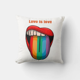 Almofada Camiseta Masculina Arco-Íris dos Lábios Love Is Lo