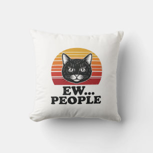 Almofada Camiseta Retro Pôr do Sol Gente Chata Gato Preto E
