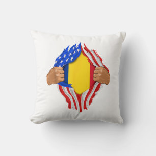 Almofada Camiseta Sangue Romeno Dentro de Mim Bandeira da R