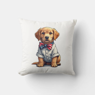 Almofada Camiseta Vintage Patriota Cachorro dos EUA Golden 