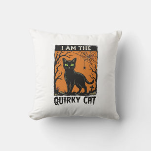 Almofada Camiseta Vintage Quirky Cat Halloween Desenho Grav