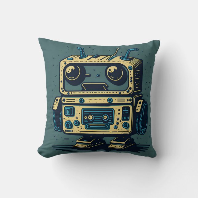 Almofada Camiseta vintaje cute robot steampunk friendly IA (Frente)