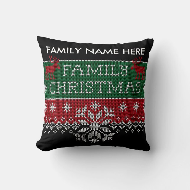 Almofada Camisola feia personalizada do Natal da família (Frente)