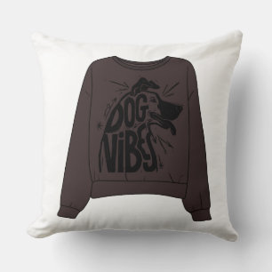 Almofada Camisola Marrom Vintage Dog Vibes Vetor