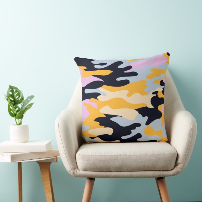 Almofada Camo moderno - Padrão Abstrato de Cinza preto de   (Cadeira)