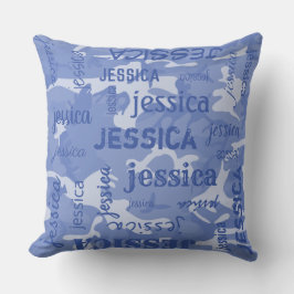 Almofada Camo Nome Personalizado Mais Curto Azul