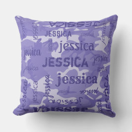 Almofada Camo Nome Personalizado Mais Curto Roxo