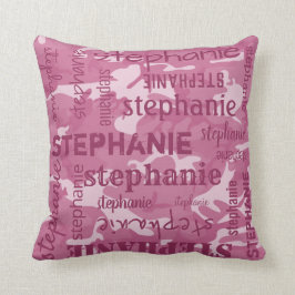 Almofada Camo Personalizado - Cor-de-rosa com nome mais lon