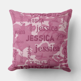 Almofada Camo Personalizado Nome Mais Curto Rosa