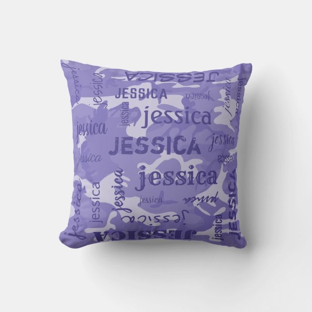 Almofada Camo Personalizado Nome Mais Curto Roxo (Frente)
