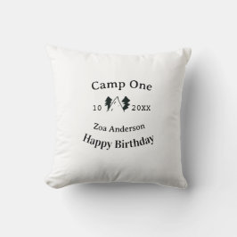 Almofada Camp one happy birthday name date campingadventure