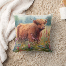 Almofada Campo de flor selvagem de Vaca do planalto