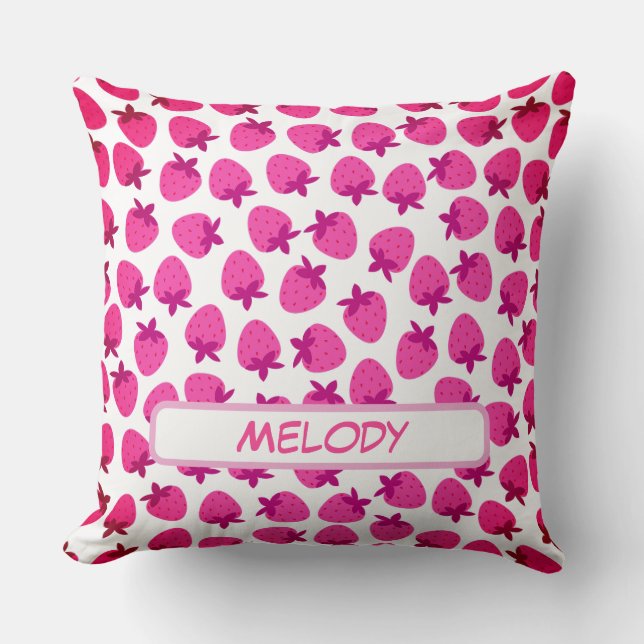 Almofada campo de morango rosa fruta natural de verão inici (Frente)