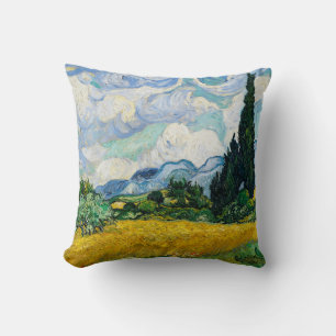 Almofada Campo de trigo Van Gogh com ciprestes. Impressioni